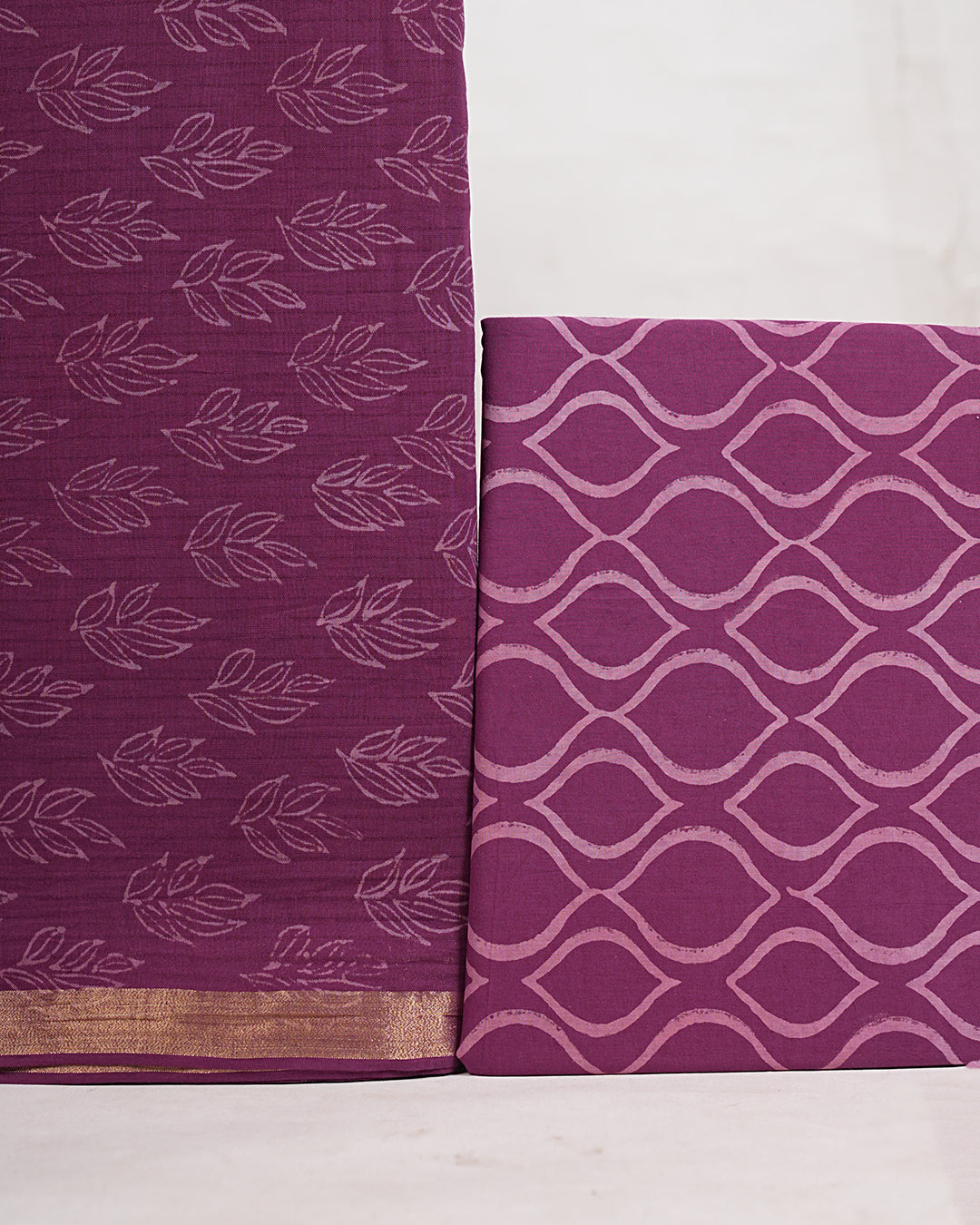 Hand Block Printed South Cotton Suit with South Cotton Dupatta