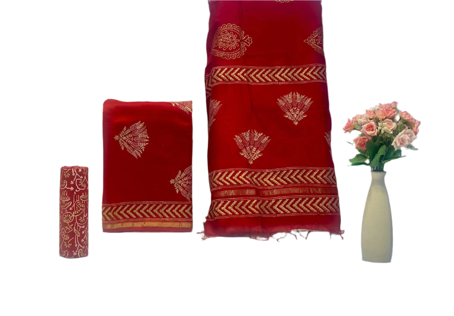 Hand Block Printed Chanderi Silk Suit with Chanderi Dupatta