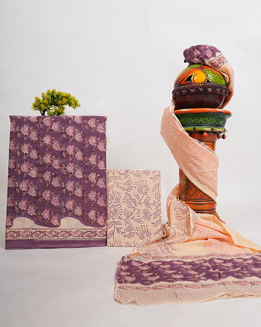 Hand Block Printed Pure Cotton Suit with Cotton Mulmul Dupatta - Posh and Pretty by Nav