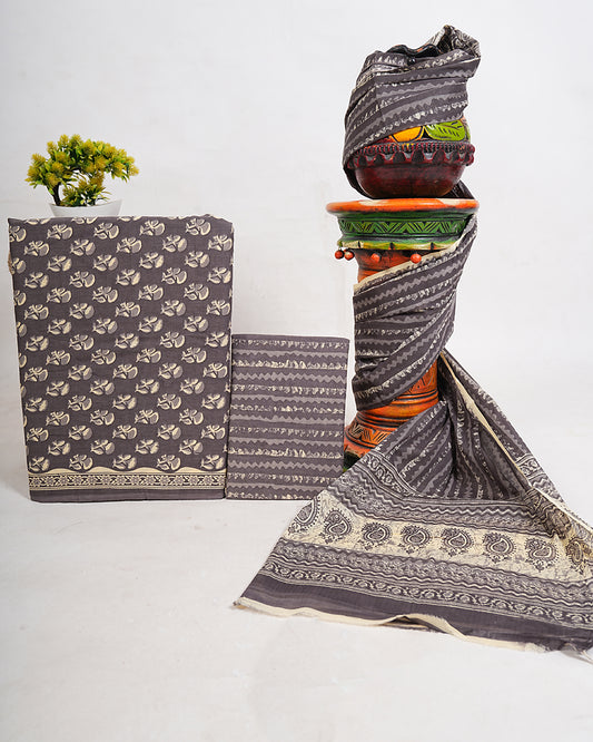 Hand Block Printed Pure Cotton Suit with Cotton Mulmul Dupatta - Posh and Pretty by Nav