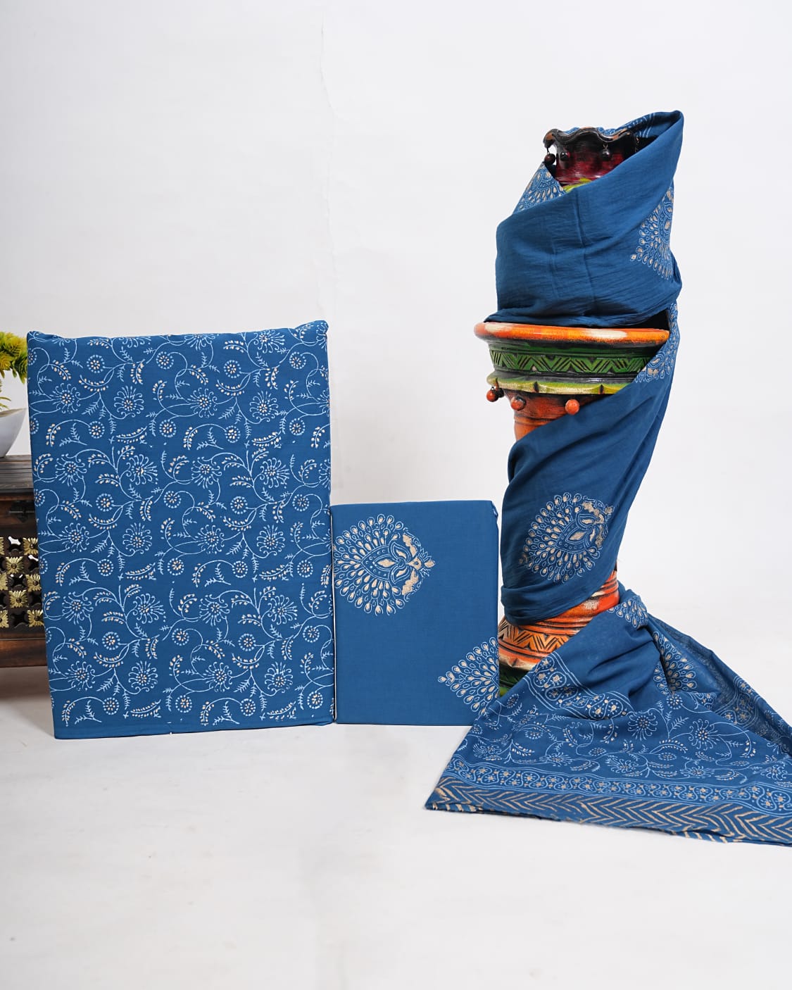 Hand Block Printed Pure Cotton Suit with Cotton Mulmul Dupatta