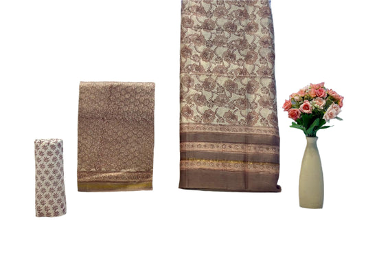 Hand Block Printed Chanderi Silk Suit with Chanderi Dupatta