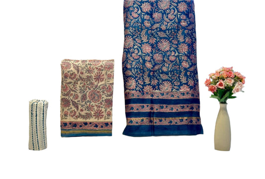 Hand Block Printed Chanderi Silk Suit with Chanderi Dupatta