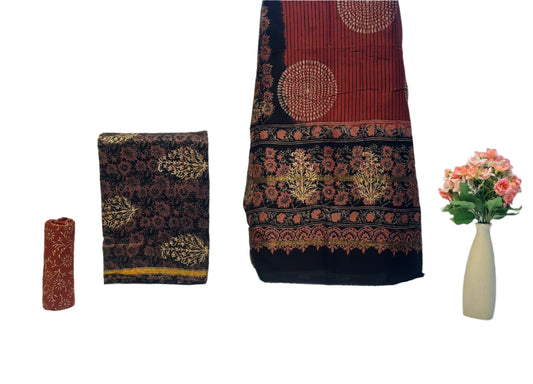 Hand Block Printed Chanderi Silk Suit with Chanderi Dupatta