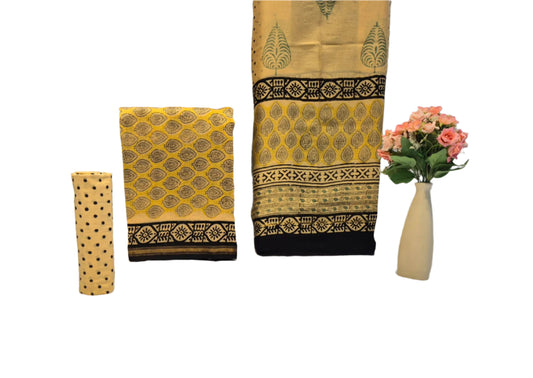 Hand Block Printed Chanderi Silk Suit with Chanderi Dupatta
