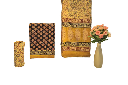 Hand Block Printed Chanderi Silk Suit with Chanderi Dupatta